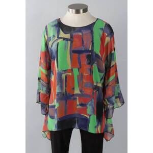 NEW LIOR women's signature float blouse in abstract block